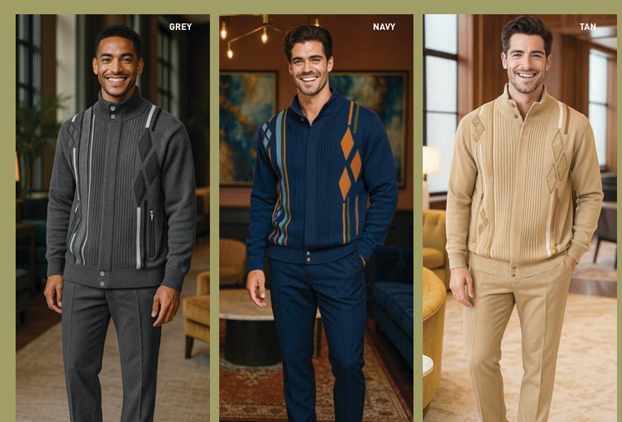 Silversilk 11009, Suede Diamond Argyle Zip Sweater