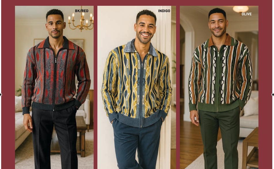 Silversilk 12018, Wool Blend Zip Collar Sweaters