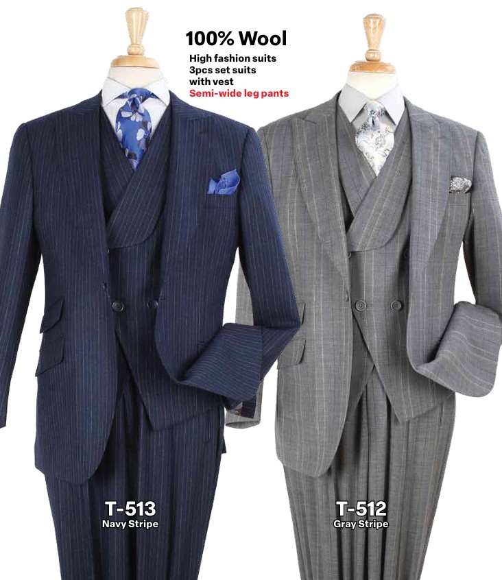 Apollo Collection T-512, 100% Wool, High fashion 3 PCS, single breasted suits