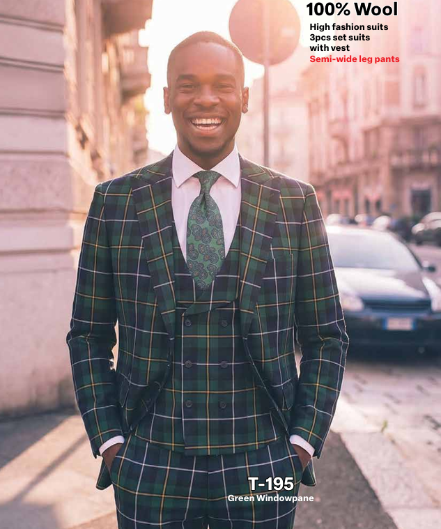 Men's 3-Piece 100% Wool Suit