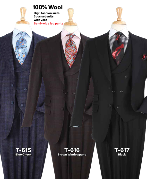 Men's 3-Piece 100% Suit